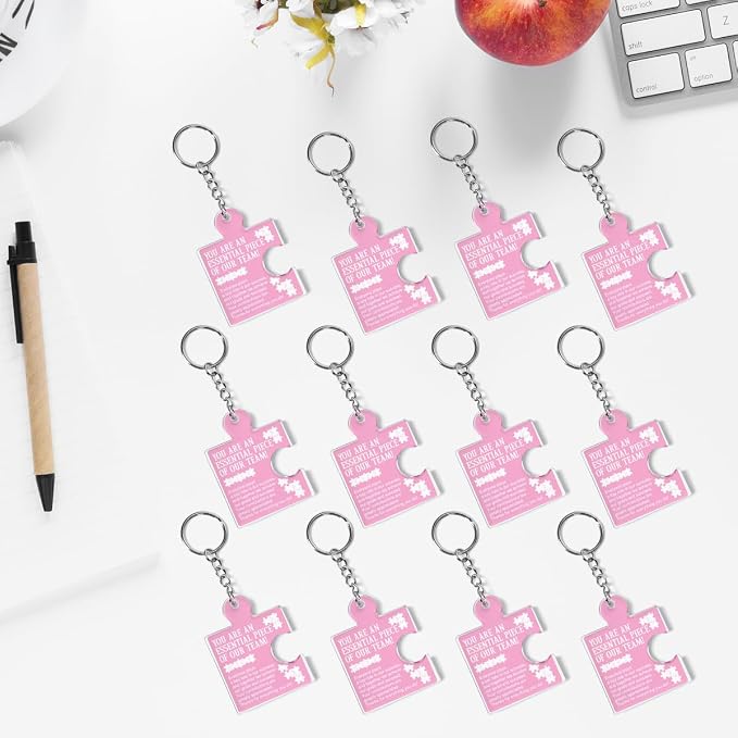 Team Appreciation Gifts Bulk Thank You Keychains for Coworkers | Gift Set for Employee, Staff, Teachers, Teamwork Puzzle Piece Keyring, Acrylic