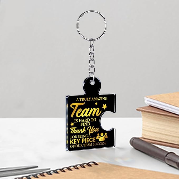 Team Appreciation Gifts Bulk Thank You Keychains for Coworkers | Gift Set for Employee, Staff, Teachers, Teamwork Puzzle Piece Keyring, Acrylic