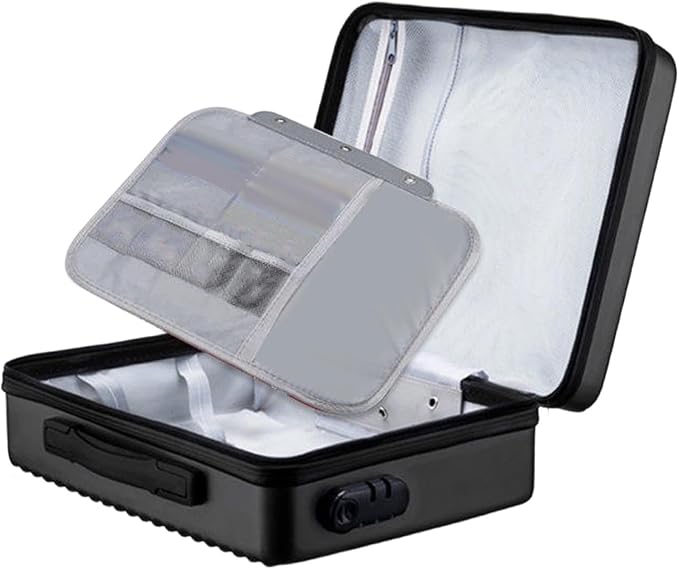 Fireproof Document Box, Secure Storage, Waterproof Briefcase, Sturdy Storage Bag for Contracts, Outdoor, Black