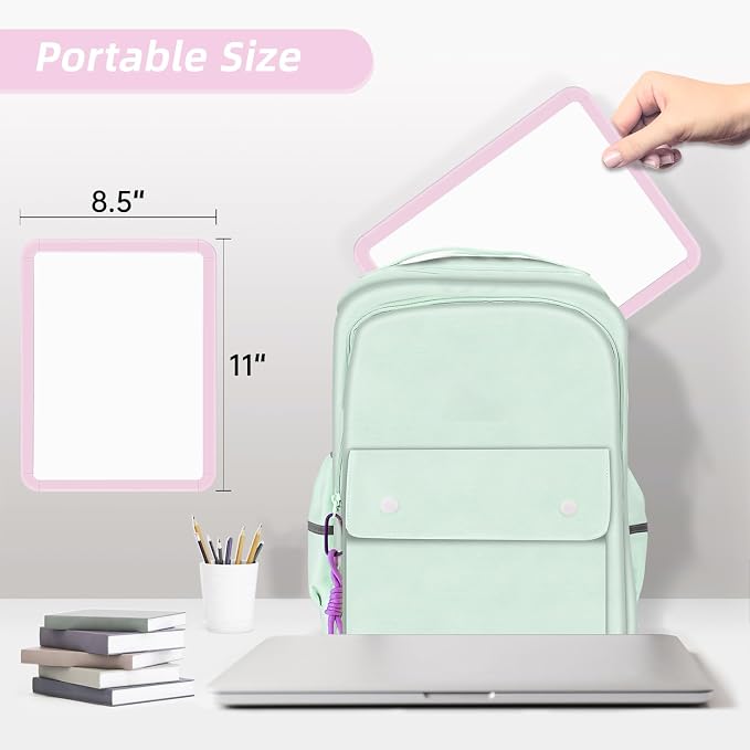 VUSIGN Magnetic Dry Erase Board, 8.5 x 11 Inches White Board, Pink | Includes 4 Dry Erase Markers,Small Mini White Board for Students Fridge Wall Locker