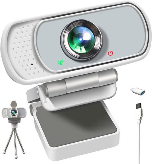 1080P Webcam with Mic, Pro Streaming Web Camera with Privacy Cover and Stand, Widescreen USB Computer Camera for PC Mac Laptop Desktop, Adapter Included
