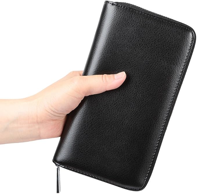 Women 36 Slots RFID Blocking Card Holder Large Long Leather Zipper Organizer Accordion Wallet,Black