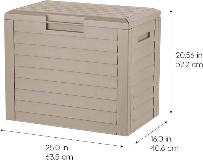 IRIS USA 35 Gallon Outdoor Deck Box, Lockable, Weather-Resistant, Beige | UV-Protected, Waterproof Resin, Patio Storage for Cushions, Garden Tools & Packages