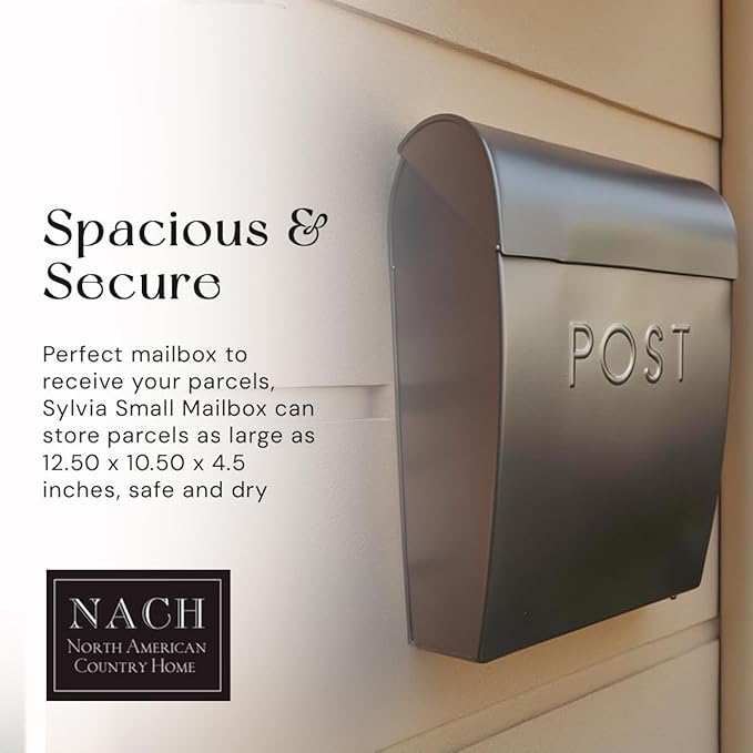 NACH Wall Mount Mailboxes for Outside, 12.75 x 10.75 x 5 inches, Black Mailboxes for Outside Wall Mount, Waterproof - The Sylvia Mailbox