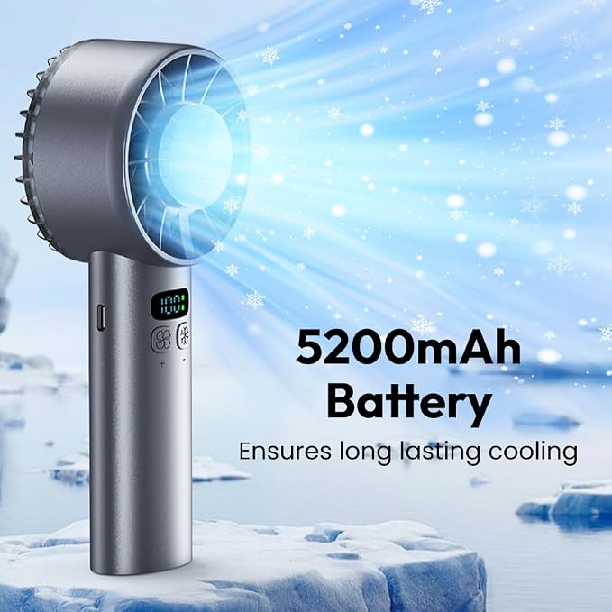 Brezio Pro Handheld Fan with 2026 TEC Cooling Plate, 100-Speed Turbo Airflow, USB-C Fast Charging, Handheld/Tabletop Fan for Travel, Outdoor, Office, Camping (Mist Blue)
