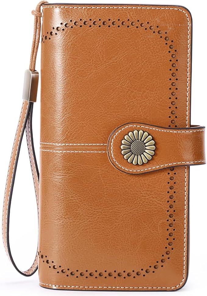 SENDEFN Wallets for Women Leather Credit Card Holder with RFID Blocking Large Capacity Wristlet | with RFID Blocking