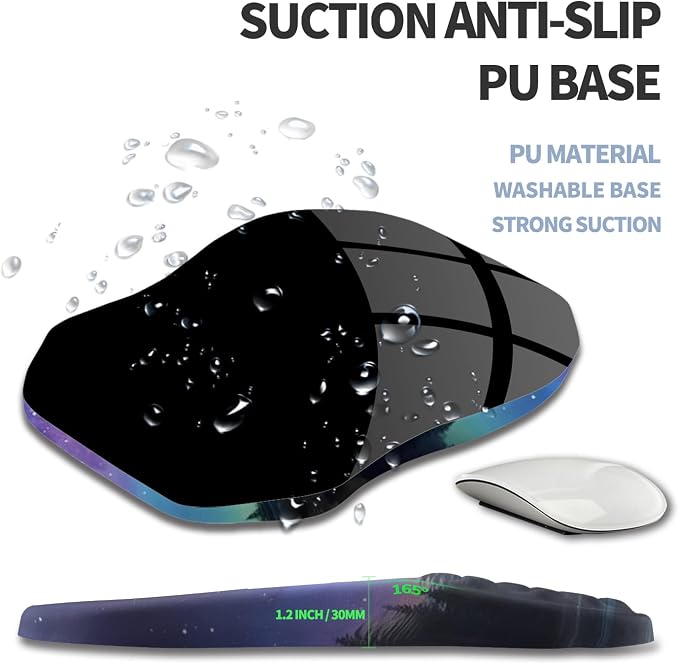 Ergonomic Raised Mouse Pad Wrist Support with Bilateral Slope Memory Foam Mousepad for Wrist Rest and Carpal Tunnel Pain Relief 11.8x7.9〃 Aurora Starry Night
