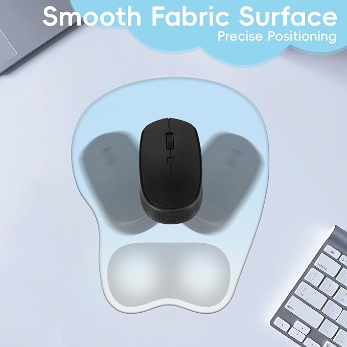 Mouse Pad with Wrist Rest Ergonomic Mouse Pad with Comfortable M-Shape Pain Relief Wrist Support Non-Slip PU Base Mousepad for Laptop, Office & Home (Light Blue)