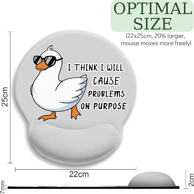 LIMKRIAN Funny Duck Ergonomic Mouse Pad with Gel Wrist Rest, 9.8 x 8.6 in | Ergonomic Design, Non-Slip PU Base, Pain Relief Wrist Support, Mouse Pads for Desk Laptop, Cute Office Desk Accessories Gift