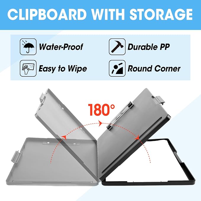 6 Pack Clipboard with Storage, High Capacity Storage Clipboard 8.5 x 11, Letter Legal A4 Size Paper, Inner Plastic Folder Attached for Teacher Office Home, Size 12.5 x 9.4 x 0.8 in