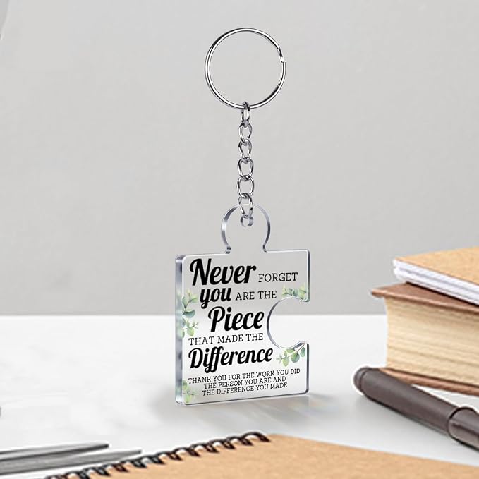 Team Appreciation Gifts Bulk Thank You Keychains for Coworkers | Gift Set for Employee, Staff, Teachers, Teamwork Puzzle Piece Keyring, Acrylic
