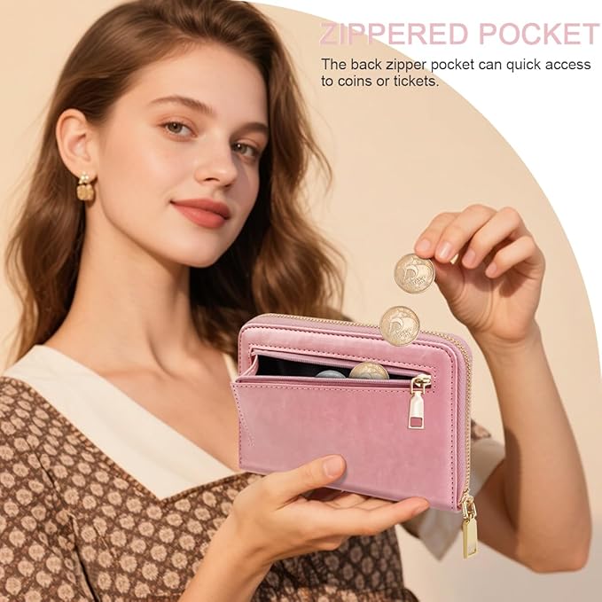 Passport Holder for Travel Personalized Wallet with Wristlet Women | All-in-One Passport Cover, RFID Blocking, Back Coin Pocket, Paper Money Slot, Zipper Closure, Roses Initial Letter, Pink K