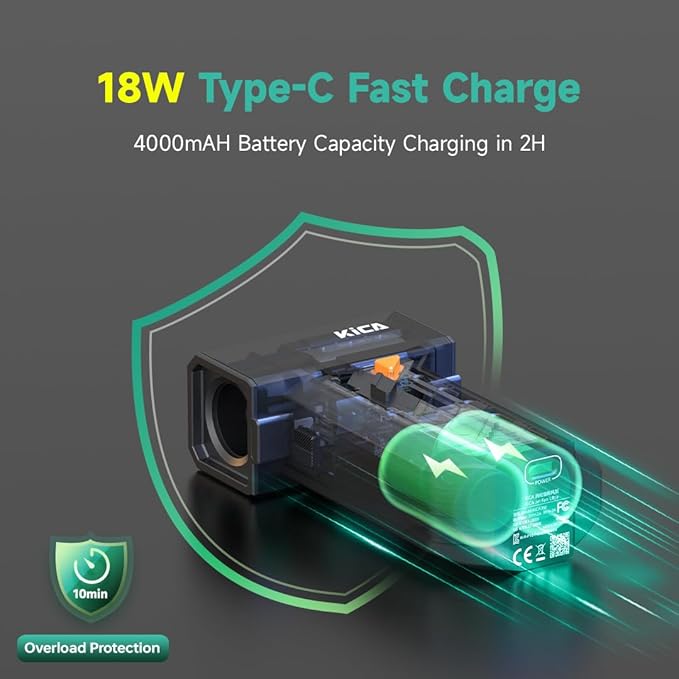 KiCA Electric Air Duster with LED Light - 130000 RPM Cordless Air Duster, Stepless Speed Control, Brushless Dust Blower for Computer, Keyboard, Outdoor, House and Car - Jet Fan Ultra(Black)