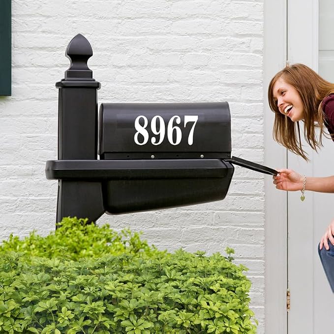 White Mailbox Numbers for outside, Vinyl Waterproof Mailbox Number Stickers, Address Numbers for House, House Numbers for Outside(3 inch, 8 sets)