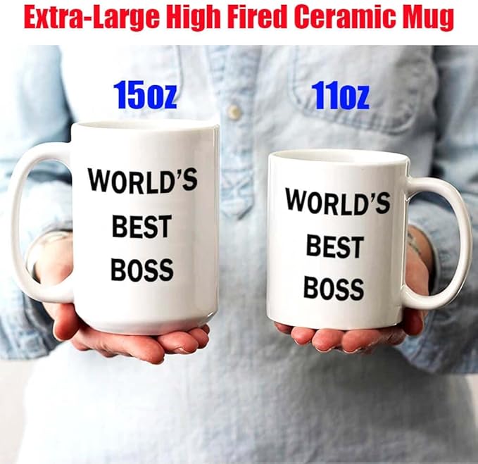 Dunder Mifflin (The Office) World's Best Boss TV Television Show Ceramic Mug Coffee (Tea, Cocoa) 15 OZ Mug, Official Michael Scott Mug As Seen On The Office