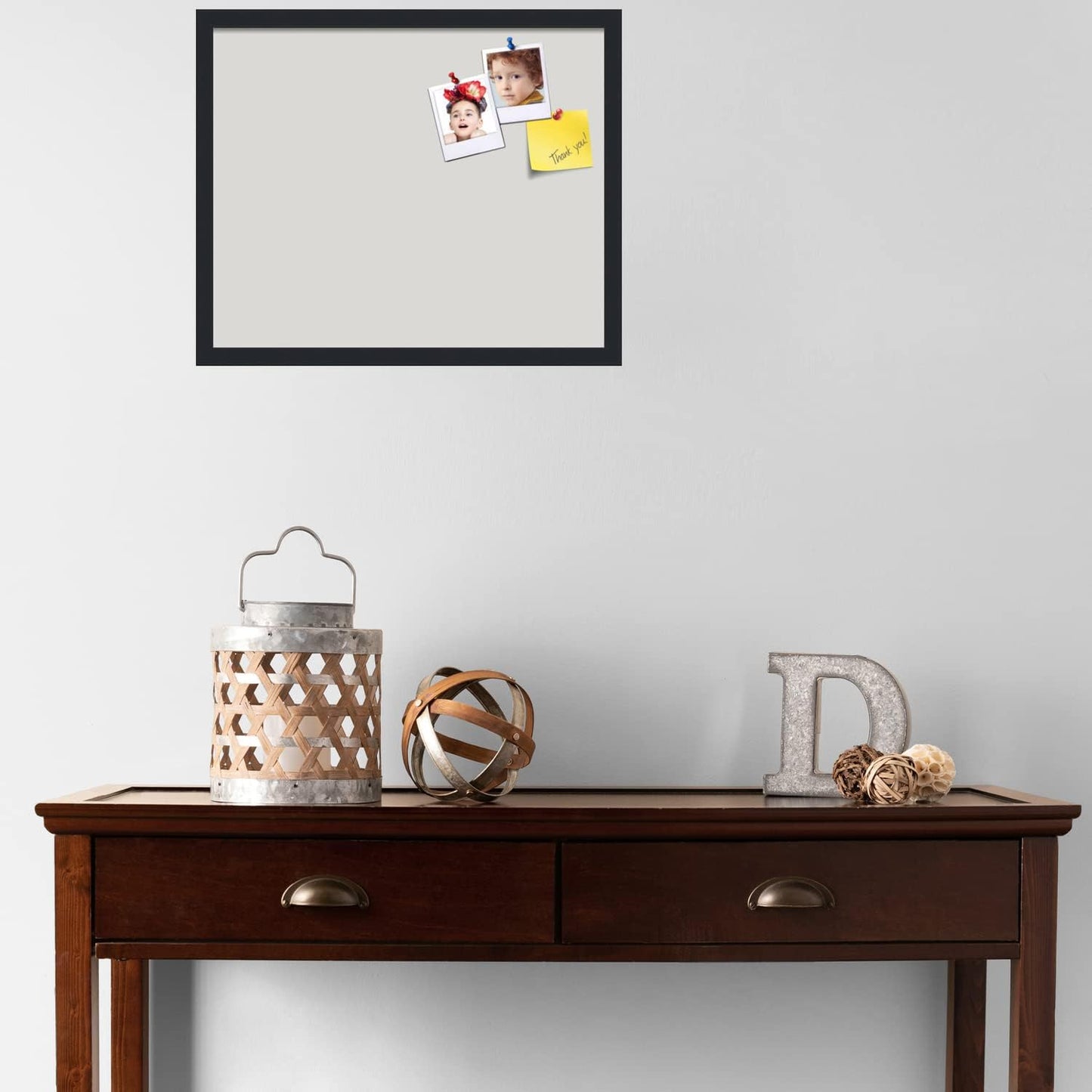 PinPix 22x18 Inch Cork Bulletin Board. This Decorative Framed Pin Board Comes with Light Stone Design and a Satin Black Frame. Ideal for Home Office Decor or Message Board (PinPix-1809)