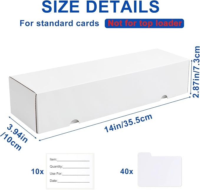 QINGUANG Trading Card Storage Box | 10 Pack • 1100 Count Bulk Card Storage Box | with Dividers | White Corrugated Cardboard Sport Card Organizer for Basketball Card/MTG/TCG/Magic Collection
