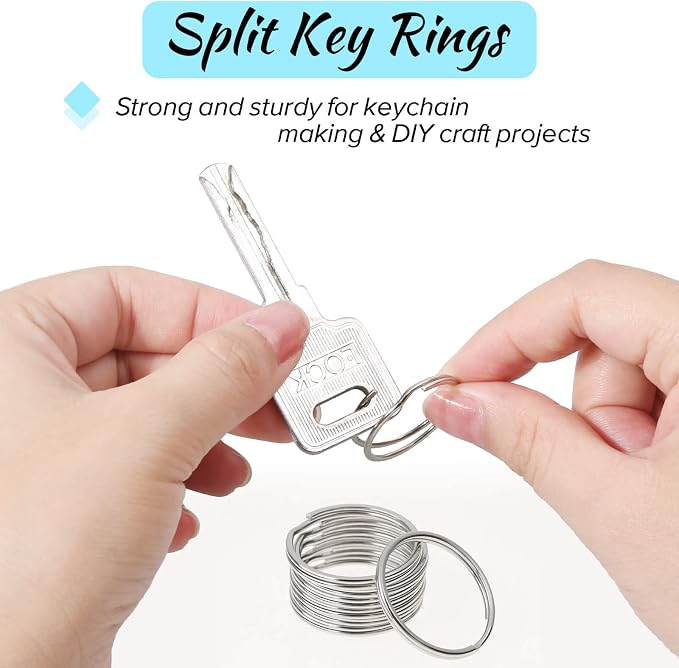 Paxcoo 100 Pack Keyrings, Split Key Rings Bulk for Keychain and Crafts (1 Inch)