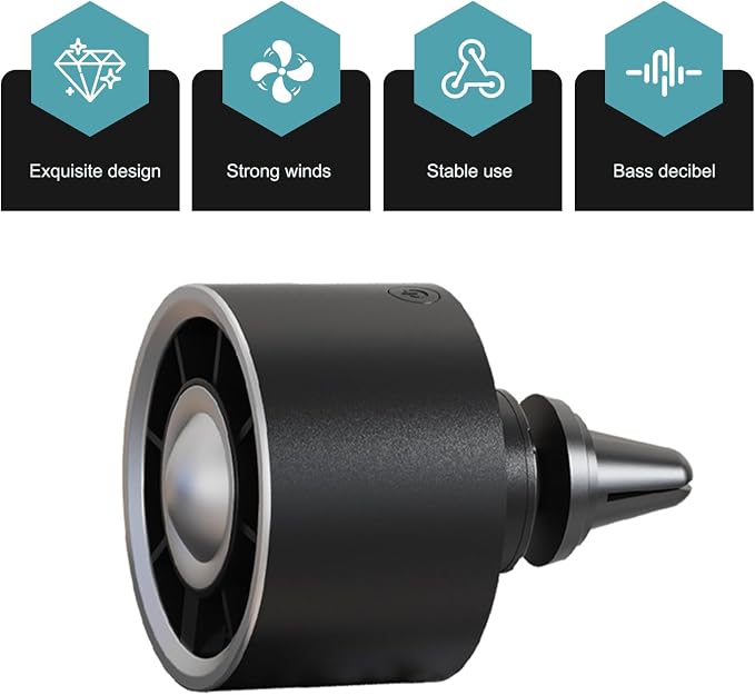 Car Vent Fans, Portable USB Mini Automatic Fan with Cool Lighting, Three-speed Blower with Adjustable Clip, Universal for Most Cars, Trucks, SUVs (Black)