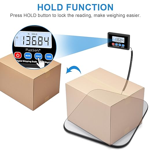 Fuzion Shipping Scale, 440LB x 10g Postal Scale - LiftX, Hold/Tare Function | High Accuracy, Easy Use, Digital Shipping Postal Scale for Packages, Luggage, Mailing, Postage, Battery & AC Adapter Included
