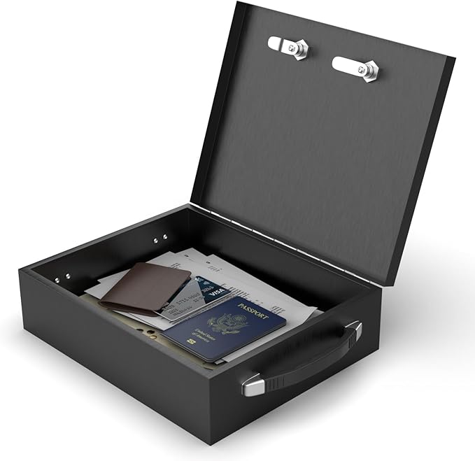 Fire Retardant Strong Box, Dual Combination and Key Lock Security Chest