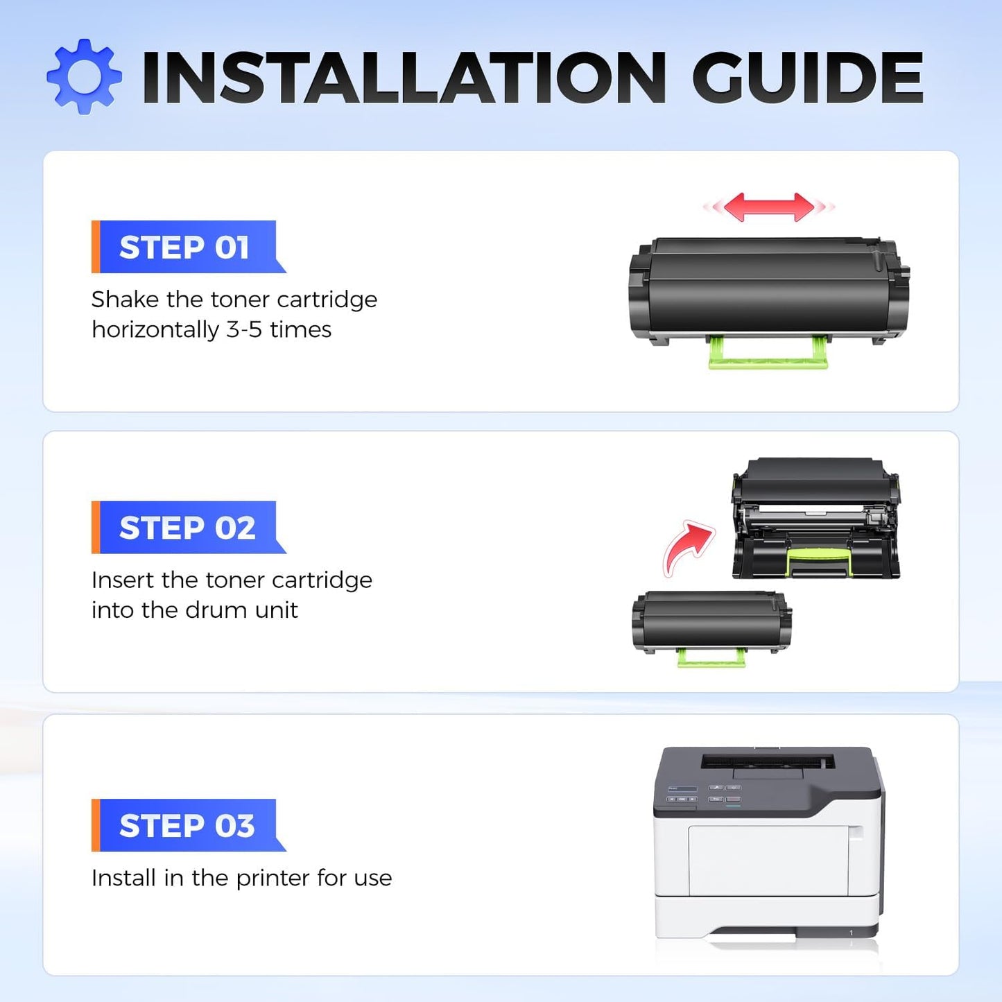 56F1000 Toner Cartridge with chip Black 1-Pack Replacement for Lexmark 56F1000 56F1H00 56F000G Toner Compatible with Lexmark MS321 MS421 MS521 MS621 MS622 MX321 MX421 MX521 MX522 MX622 Laser Printer