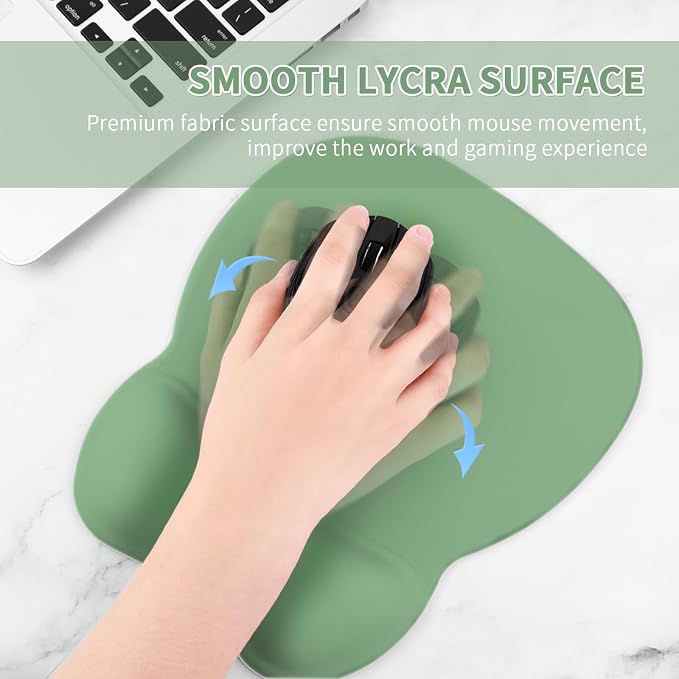 EooCoo Ergonomic Mouse Pad with Wrist Rest, Memory Foam Support Mousepad | Non-Slip Base for Computer, Cafe, Home & Office, 9.64 x 8.26 in Office Desk Accessories, Carpal Tunnel Relief