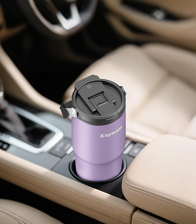 Kepwam Self-Heating Travel Mug 20oz, Temperature-Controlled Coffee Warmer Mug, Smart Travel Coffee Mug Keep Coffee Drinks Hot, Heated Mug Great for Driver Outdoor Fits Car Cup Holders