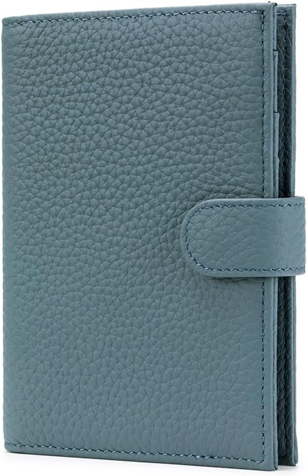 Leather RFID Blocking Slim Passport Holder for Travel Women | Multiple Passport Wallet for Women with Card Slots, Zipper Coin Pocket, Travel Passport Cover Case Gift Ready Denim Blue