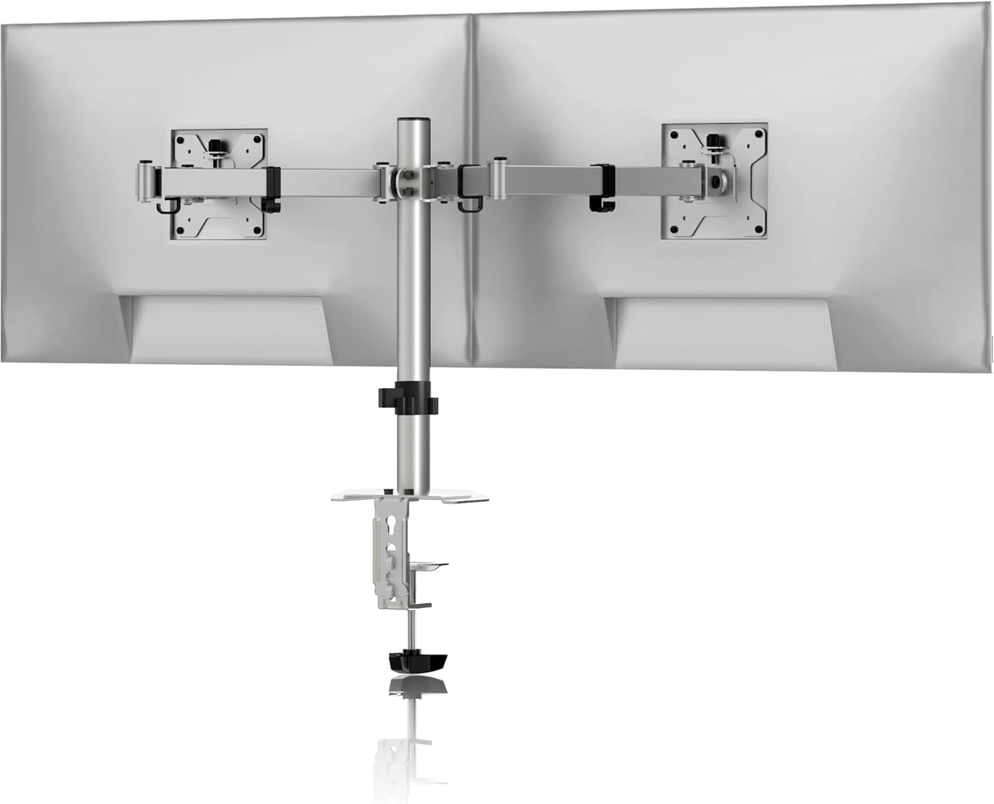 Pholiten Dual Monitor Stand, Heavy Duty Adjustable Monitor Arm Desk Mount for 2 Screens up to 42Inches, Tilt, Swivel, Rotate, Supports Tilt, Swivel, Rotate, Supports 22 lbs per Arm,Silver