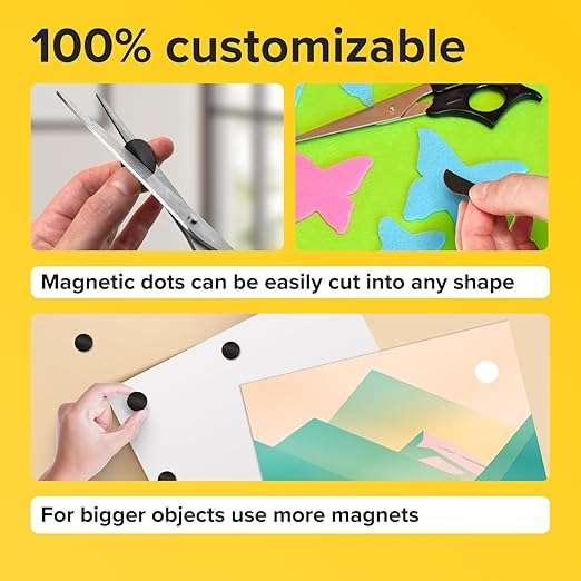 Sticky Flexible Adhesive Magnets for Crafts, 0.4"x0.08" (10x2mm), 250 pcs | Flexible Sticky Magnetic Dots for Office & School Supplies, Whiteboard, Crafts, Fridge, School Projects & Classroom Decor