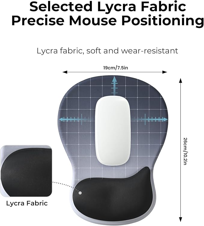 EooCoo Mouse Pad with Gel Wrist Rest, Ergonomic Mousepad Wrist Alignment | Middle Concave Design for Natural Wrist Alignment, Non-Slip Base Mousepad, Carpal Tunnel Relief, Office Desk Accessories