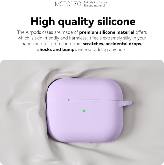for AirPods Pro 3 Case 2025,Come with Cleaner Kit,Purple | Silicone Protective Cover for Airpod Pro 3rd Generation Case with Keychain,for Women Men,One-Piece Design,Shockproof
