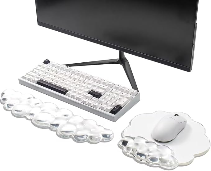Cloud Wrist Rest for Keyboard and Mouse Set, Cooling Erogonomic Mouse Pad | Soft Comfort Pain & Fatigue Relief Easy to Clean Office Accessories