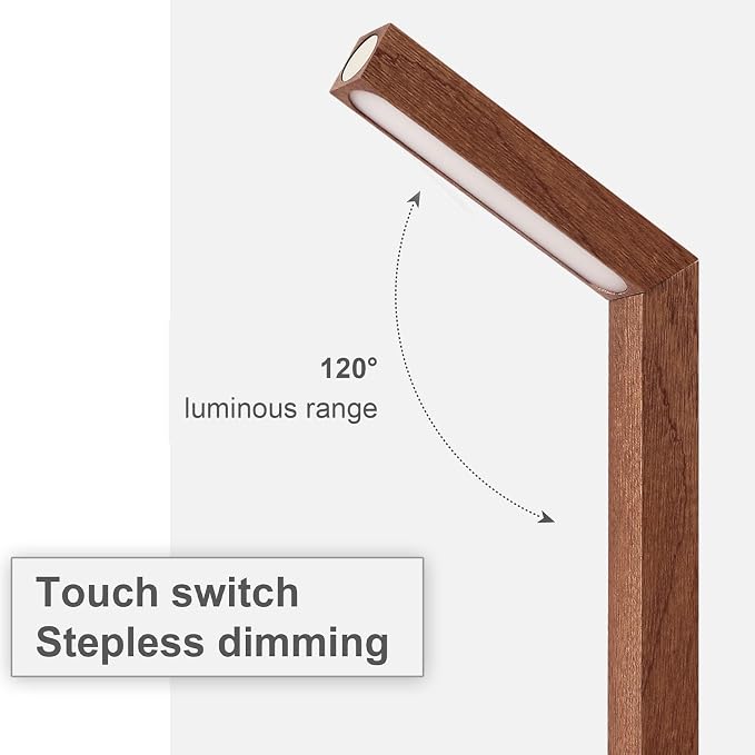 Wooden Desk Lamp Magnetic Wall Mount Rechargeable Home Office-Sapele | 360 Rotatable cordless night light ,Touch dimming,USB-C. Minimalist style for reading, bedside,artwork,working,ambiance