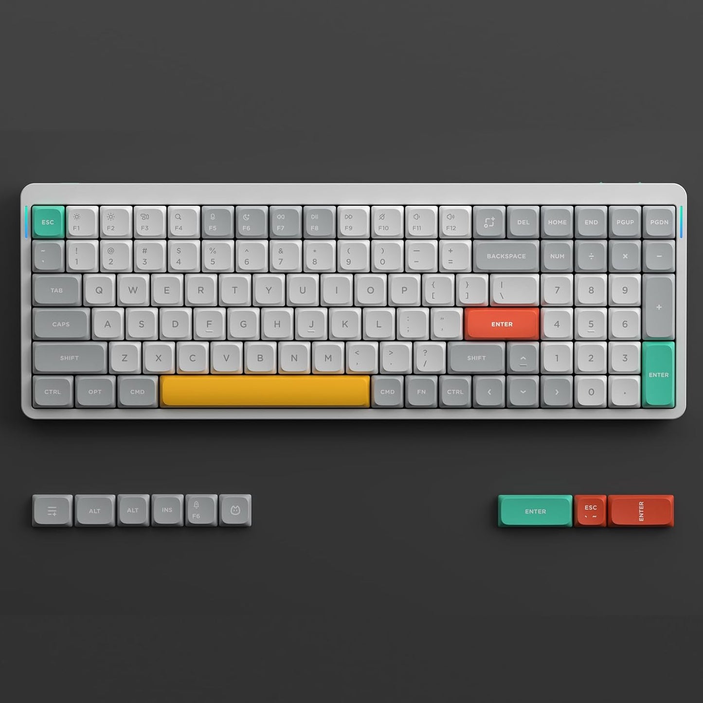 nuphy Air96 V2 Wireless Mechanical Keyboard,100 Keys RGB Backlit Keyboard,Supports Bluetooth 5.1,2.4G and Wired Connection,for PC/Laptop/Windows/Mac -White Gateron Blue Switch
