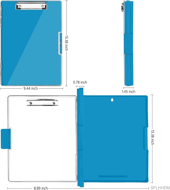 SFLHHDM Clipboard with Storage,Heavy Duty Clip Boards 8.5x11 with 2 Storage Case,Clear Visible Panel Storage Clipboards,Side Opening Nursing Clipboard Folder for Office Supplies (Royal Blue)