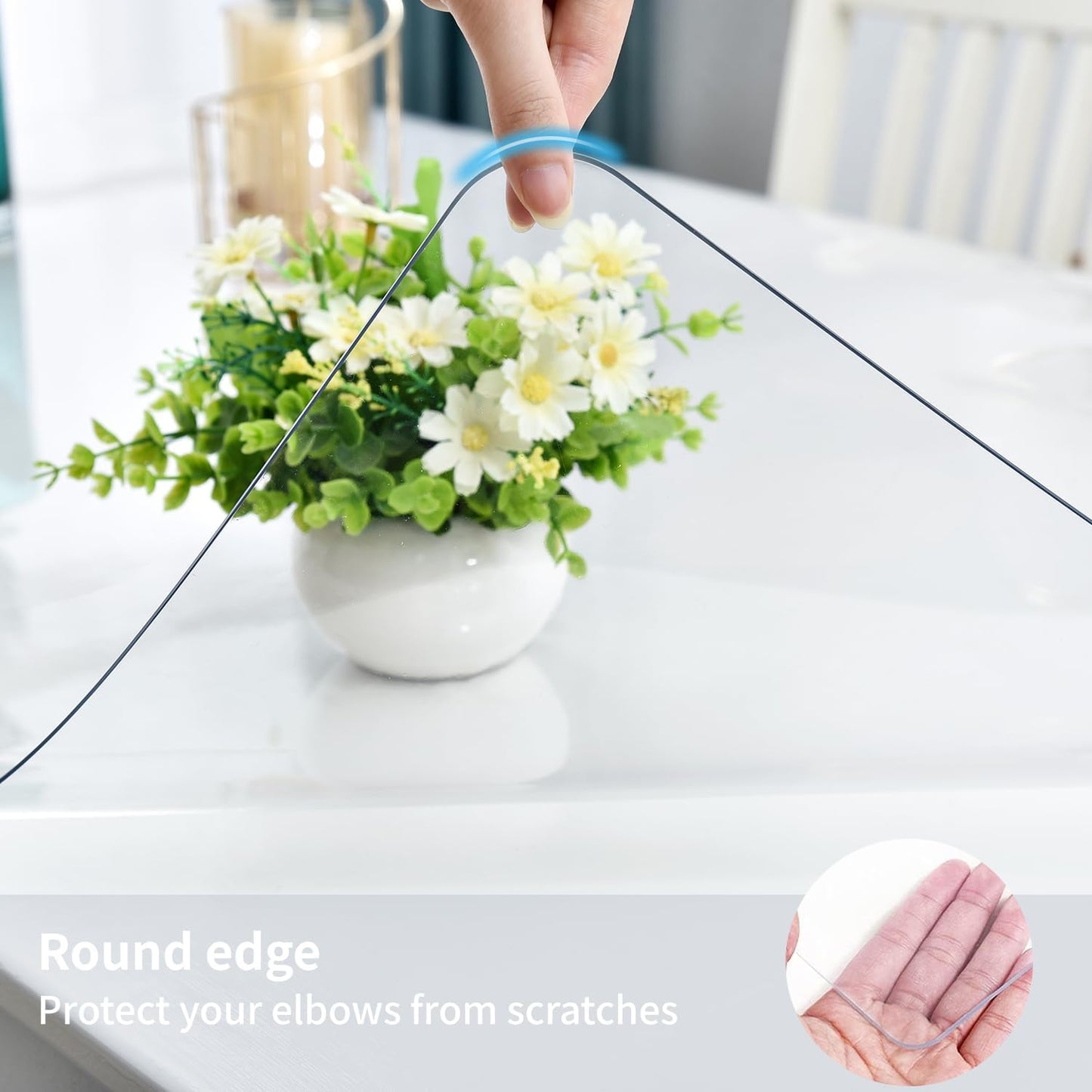 Clear Desk Mat, Non-Slip PVC Desk Protector Mat with Round Edge, Heat Resistant & Waterproof Clear Desk Writing Mat for Home and Office (27.6''*15.7'')