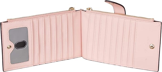 Travelambo Womens Leather Bifold Wallet, Slim RFID Blocking Card Holder | Large Capacity, 16 Card Slots & ID Window, 2 Zipper Pockets, Dual Snap Closure, Slim Lightweight, RFID Privacy Protection