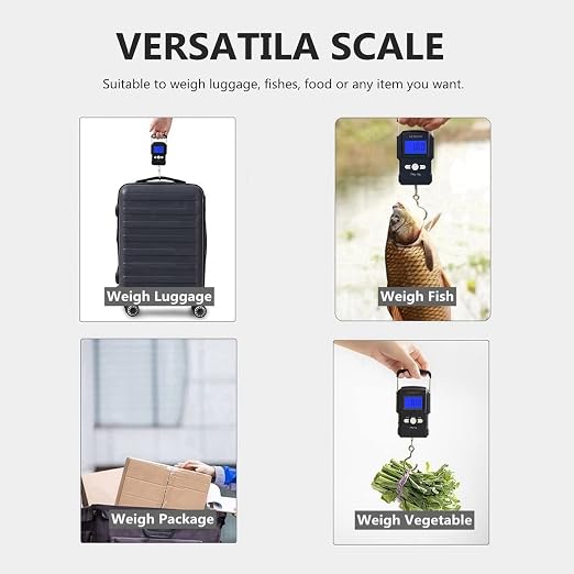 NUTRI FIT Luggage Scale Digital Suitcase Weighing Fish Portable for Travel | 2-Stage Precision, Max 110lb, Smart Tare, Backlit LCD, Lock Data, Handheld, Weight Suitcase with Hook, Travel, Fishing, Gifts