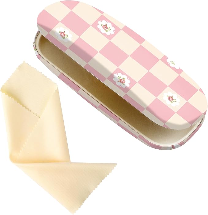 Glasses Case Hard Shell,Portable Protective Eyeglasses Case, Eyeglass Holder Box with Cleaning Cloth, for men women