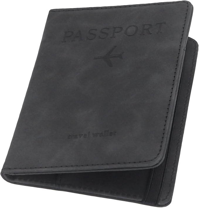 ILIYAH-Passport Cover-Passport Holder Travel Wallet-RFID Blocking Passport Case Travel Accessories Card Holder Wallet Unisex Travel Gifts (Black)