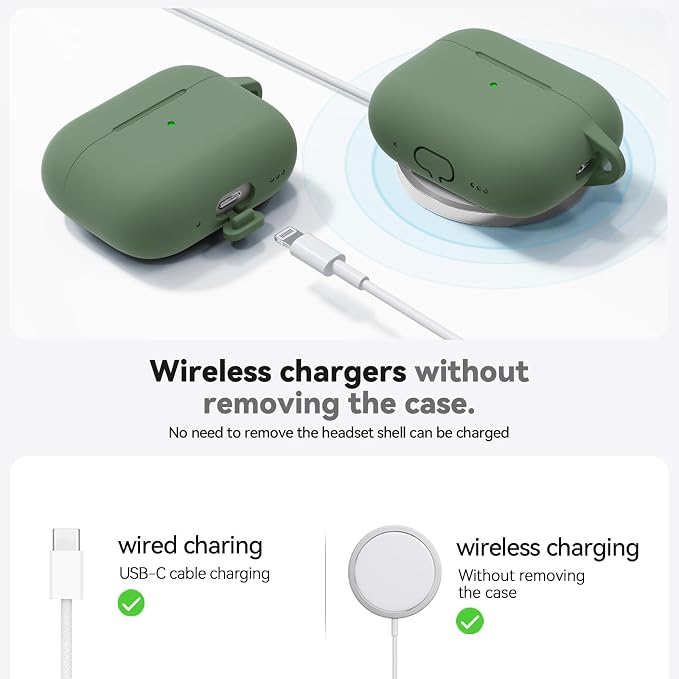 Ljusmicker for AirPods Pro 3 Case 2025 with Cleaner Kit,Sprout Green | Soft Silicone Protective Cover for Apple AirPod Pro 3rd Generation Case with Keychain for Women Men,Shockproof