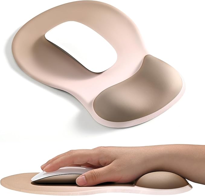 EooCoo Mouse Pad with Gel Wrist Rest, Ergonomic Mousepad Wrist Alignment | Middle Concave Design for Natural Wrist Alignment, Non-Slip Base Mousepad, Carpal Tunnel Relief, Office Desk Accessories