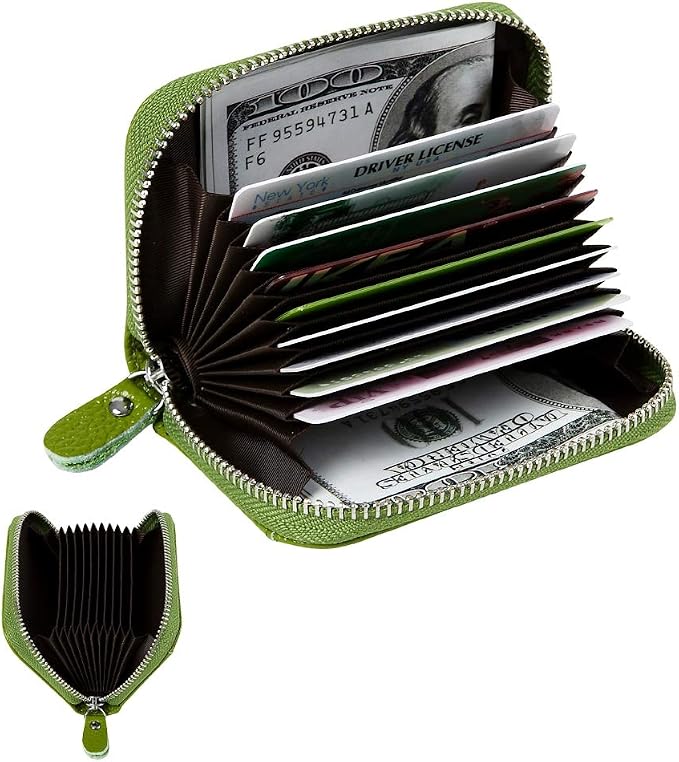 Women's RFID Blocking 12 Slots Credit Card Holder Leather Accordion Wallet