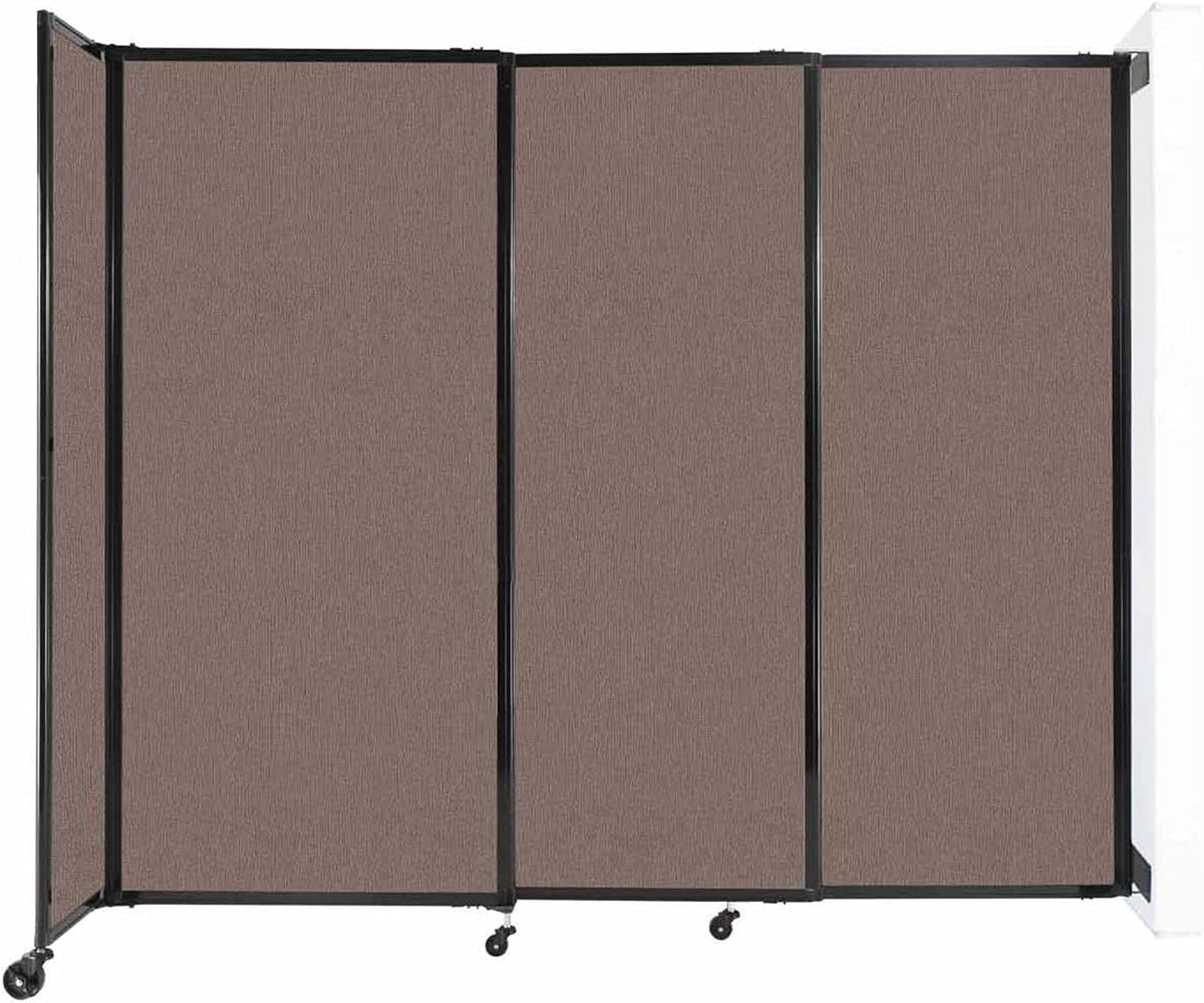 Wall-Mounted Sliding StraightWall Room Divider | Adjustable Widths | Locking Wheels | Room Separator | Up to 7'2" Wide x 6' Tall Latte Fabric Panels