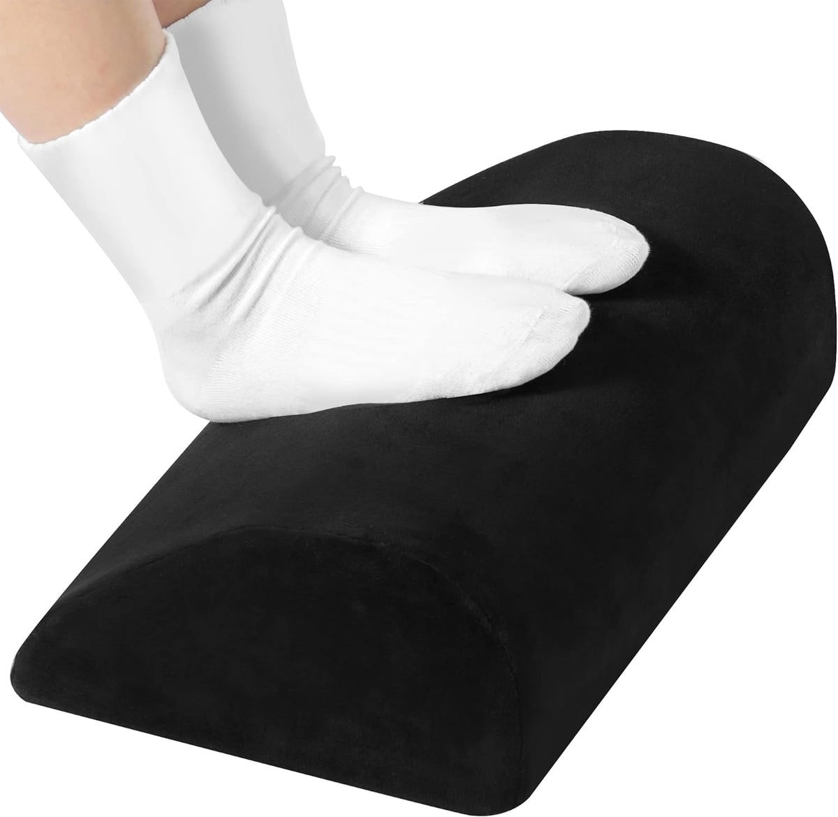 Amazon Basics Foam Foot Rest for Under Desk at Work with Washable Cover, Comfortable Stool for Home and Office, 5.1 x 10.2 x 17.3 in, Black