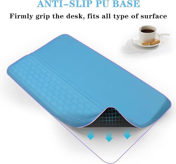 Computer Keyboard Stand with Wrist Rest Support Pad, Blue | Ergonomic Comfy Tilted Keyboard Stand Riser Holder Pad for Pain Relief, Soft Memory Foam Desk Cushion for Office Home
