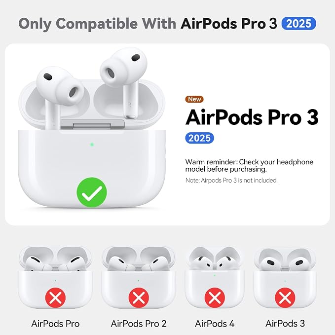 Ljusmicker for AirPods Pro 3 Case 2025 with Cleaner Kit,Pine Green | Soft Silicone Protective Cover for Apple AirPod Pro 3rd Generation Case with Keychain for Women Men,Shockproof