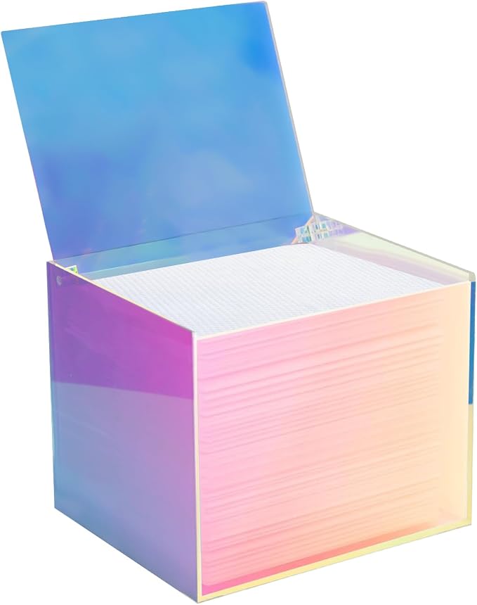 Disposable Face Facial Towel Holder Storage Box Acrylic Container, Rainbow